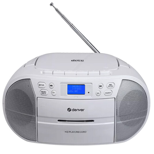 Dab+ CD Og Kassettspiller Boombox Denver Hvit Dab+ Radio Med CDSpiller Og Kassettspiller