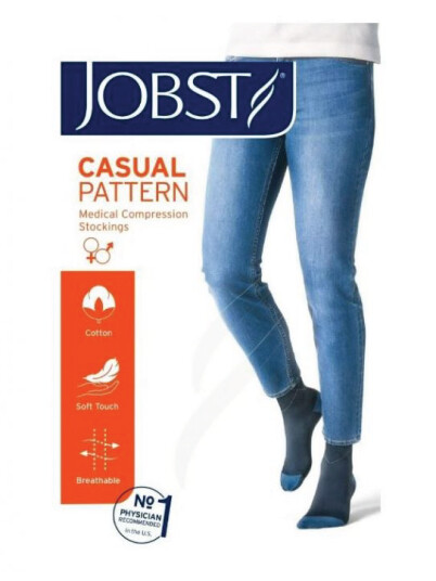 JOBST Casual Pattern Knestrømpe Klasse 1, Small, blå, 1 par