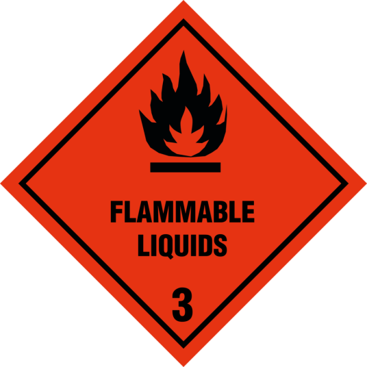 Flammable liquid kl. 3 faresedler