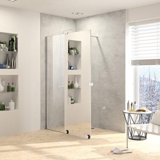 Alterna Pureday Speilglass Walk-in Dusj - B110-140cm Krom / 110-120cm Høyre Hengslet