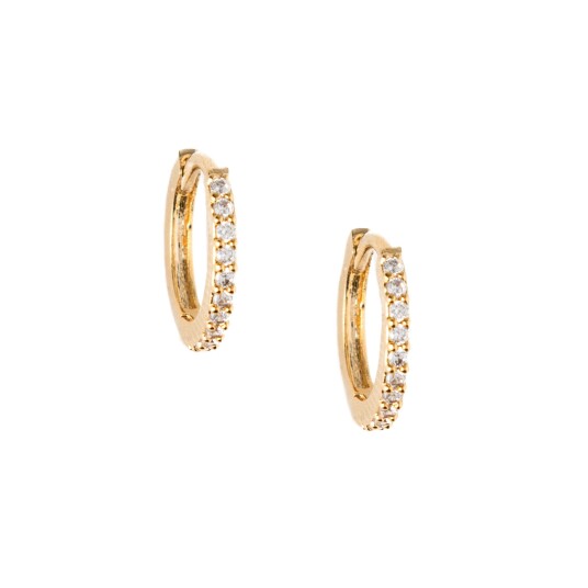 Mini Pave Huggie Hoop Earrings - Crystal