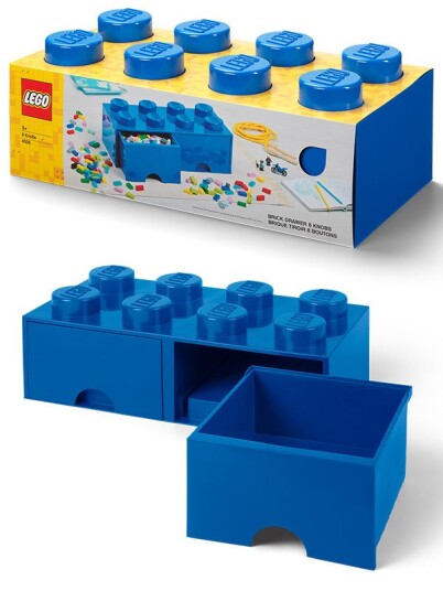 LEGO Storage Brick Drawer 8 stor oppbevaringskloss med 2 skuffer 50 x 25 cm bright blue