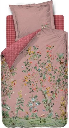 Pip Studio Sengetøy - 140x200 cm - Wild and tree pink- Rosa - 2 i 1 design - 100% bomull - Pip Studio