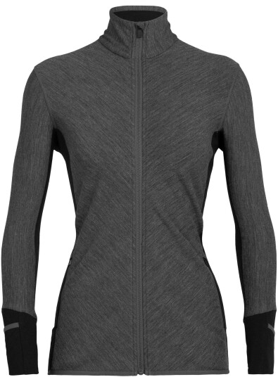 Icebreaker Women Descender Ls Zip Iba/Jet Hthr/Black S