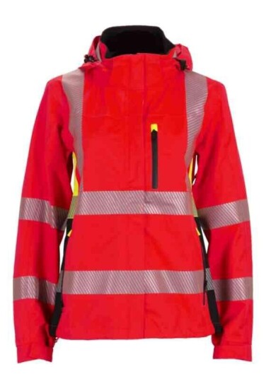 BS Gjøvik Skalljakke, HiVis kl.3 Dame, Str. XL, Rød/Sort