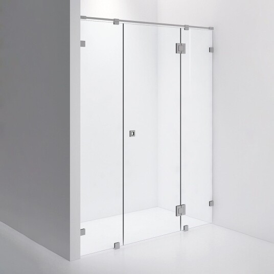 INR Iconic Nordic Rooms Dusjnisje ARC 7 Måltilpasset Brushed Stainless / Opal Klart Glass