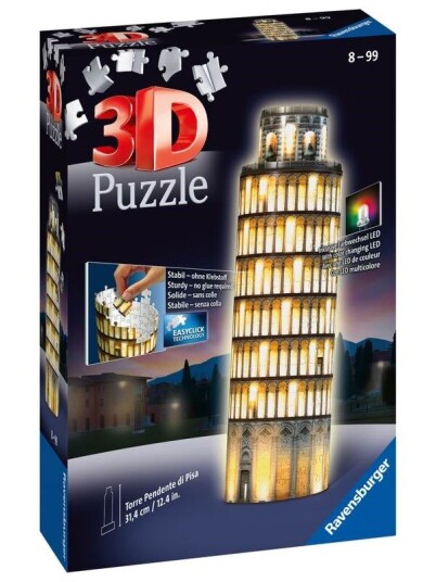 Ravensburger 3D Puzzle - Tower of Pisa Night Edition 3D Puslespill