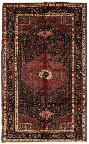 Håndknyttet. Opphav: Persia / Iran Hamadan Teppe Teppe 158X253 Svart/Mørk Rød (Ull, Persia/Iran)