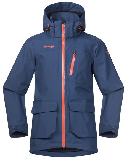 Bergans Folven Youth Jacket Dark Steel Blue/Koi Orange (Storlek 164)