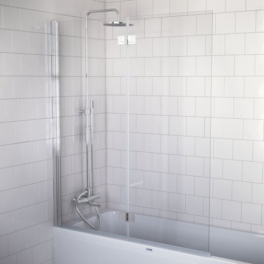 Nordhem Gotland II Badekarvegg 120x152,5 cm, Venstre, Krom/Klarglass