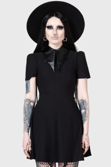 KIHILIST by KILLSTAR - Goth Kort kjole - Chapel Collar Dress - XS til XXL - Damer - svart