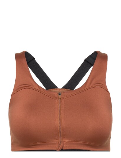 Stay In Place Front Zip Sports Bra Brown Stay In Place RUSTY CLAY XS