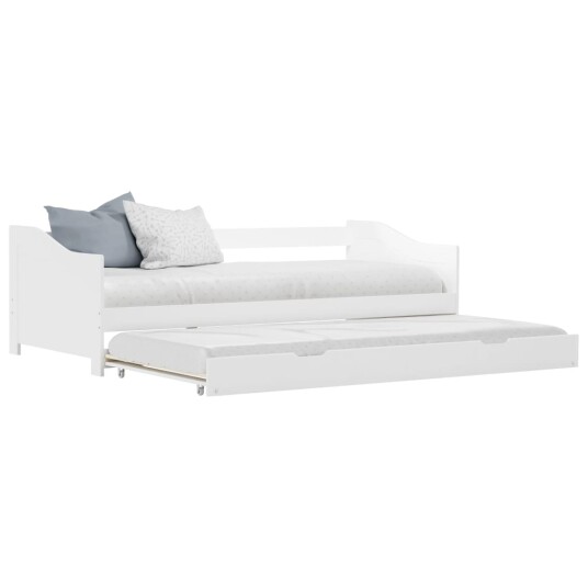  Sovesofa uttrekkbar ramme hvit furu 90x200 cm 283149