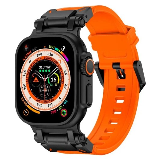 Tech-Protect Apple Watch (42 / 44 / SE / 45 / 49 mm) Delta Pro Silikonstropp - Svart / Orange