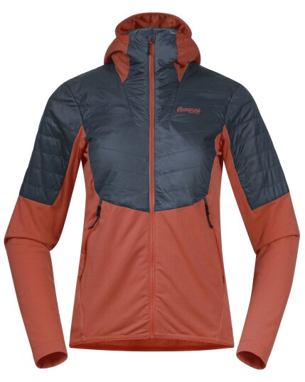 Bergans Senja Midlayer Hood Jacket W Brick/Orion Blue (Storlek S)