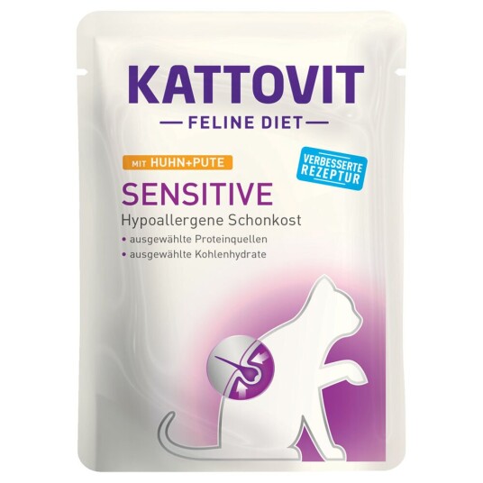 Kattovit Sensitive porsjonsposer - 24 x 85 g Kylling & Kalkun