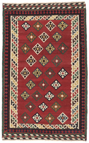 Håndknyttet. Opphav: Persia / Iran Håndvevd Kelim Vintage Teppe 156X248 Vintage Persisk Ullteppe Mørk Rød/Svart Lite Teppe