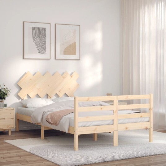 vidaXL Sengeramme med hodegavl 4FT small double heltre