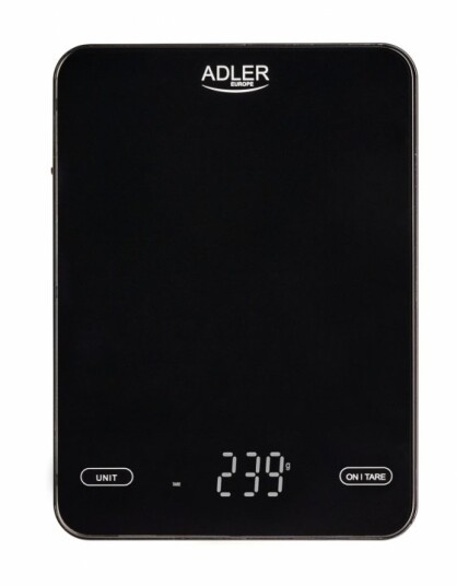 Adler AD 3177b Kjøkkenvekt 10 kg, USB-lading, svart