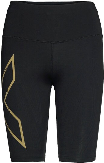 2xu Light Speed Mid-Rise Compression Shorts Dame Black/Gold Reflective XS