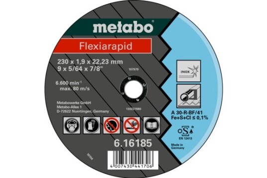 Metabo 616182000, Kutteskive, Flatt Senter, Rustfritt Stål, Metabo, 2,22 Cm, 12,5 Cm