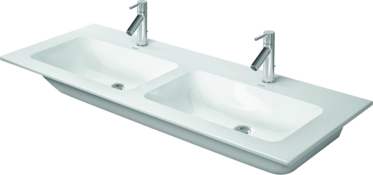 Duravit Me By Starck Dobbelservant 1300x490 mm, u/bl.hull, m/o.l, Hvit m/WG