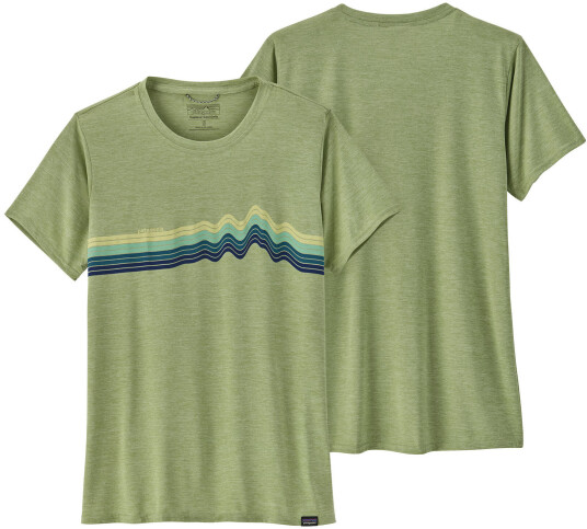 Patagonia Capilene Cool Daily Graphic Shirt Dame Ridge Rise Stripe Salvia Green L