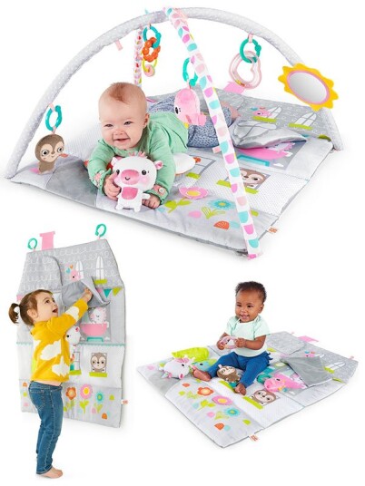 Bright Starts Babygym, lekematte og lekehus med 6 avtakbare leker