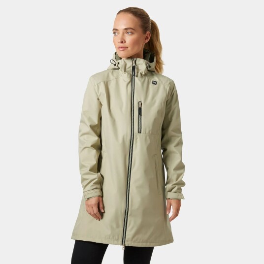 Helly Hansen Dame Lang Belfast 3/4 Length Regnjakke Grønn Blå XS