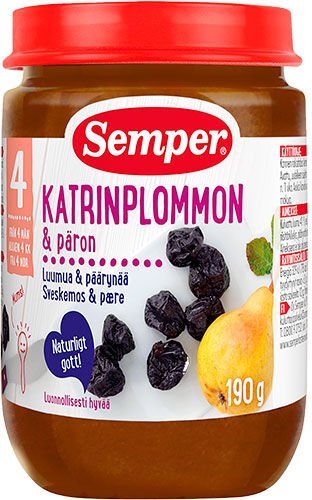 Semper Fruktpuré med sviske, pære og eple fra 4 mnd. - 190 g