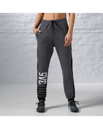 Reebok Womens Workout Ready Cotton Series Pants - Dark Grey Heather - XS