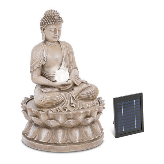 hillvert Solar Garden Fountain Sittende Buddha-figur LED-belysning 10090514