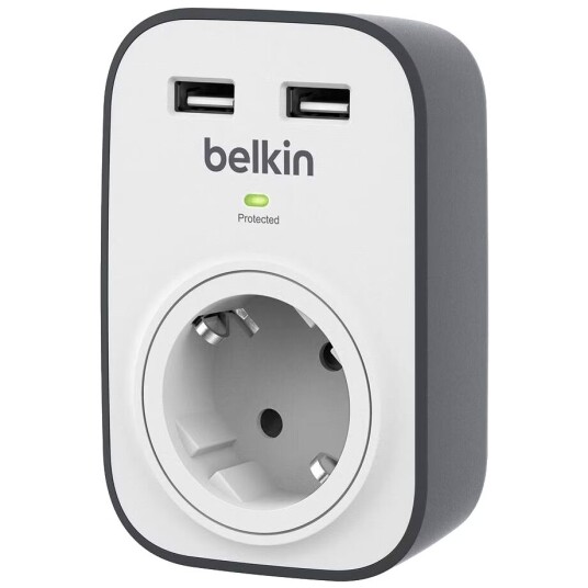 Belkin SurgeCube overspenningsvern med 2 stk. USB-ladeporter