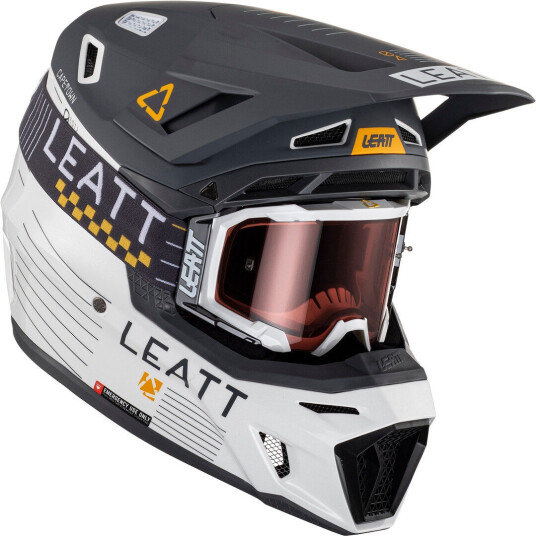 Leatt 8.5 Metallic Motocross hjelm med briller XL Svart Grå Hvit