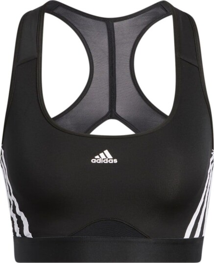 Adidas Women's Adidas Powerreact Training Medium Support 3 Stripes Bra XS/A C Black/White