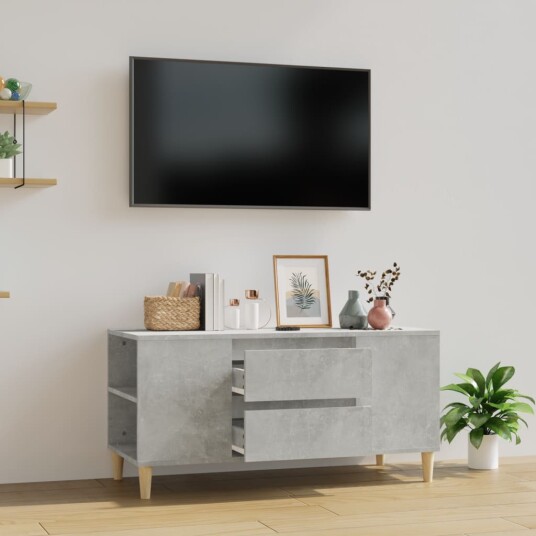 vidaXL TV-benk betonggrå 102x44,5x50 cm konstruert tre