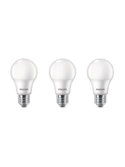 Philips LED-lyspære 8W/827 (60W) frosted 3-pack E27