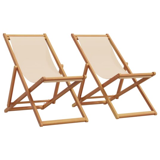  Sammenleggbare strandstoler 2 stk beige stoff og heltre 3214498