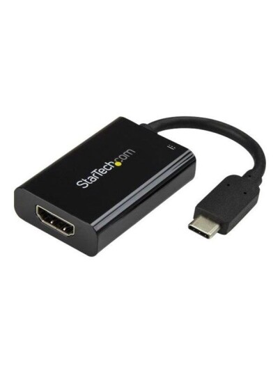 StarTech.com USB-C to 4K HDMI Adapter - 60 Watt USB Power Delivery - Black - external video adapter - black