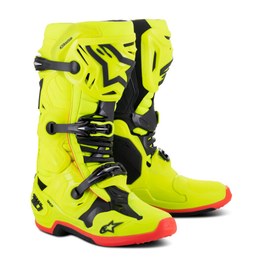 Alpinestars Crosstøvler  Tech 10 Gul Fluo-Svart-Rød Fluo