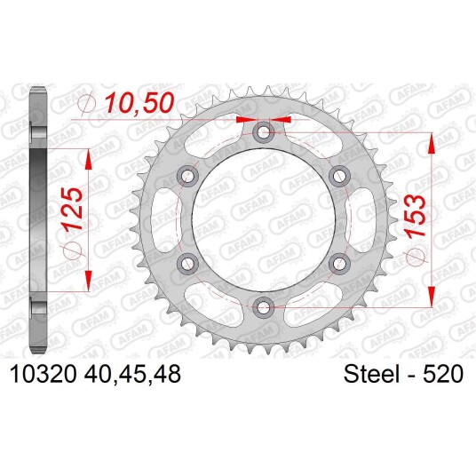 AFAM Bakdrev, Stål #520 - Honda CRF+,45T CRF250L/LA/M/RL/RLA, XR250/600/650R/L