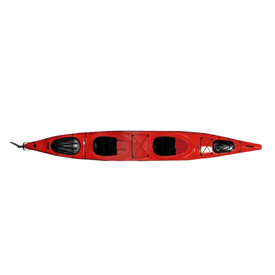 Riot Polarity 16.5 Rudder Tandem, kajakk 503cm RED