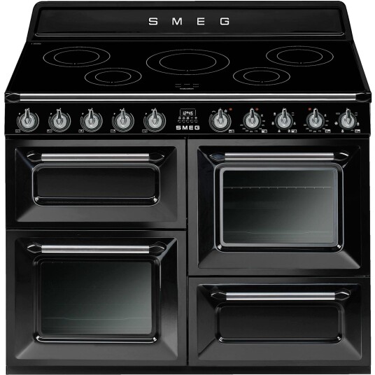 Smeg Induksjonsplate med 3 ovner 110 cm, Svart