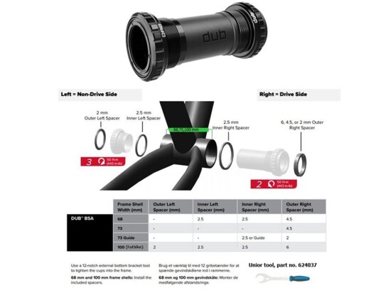 SRAM Bottom bracket DUB BSA 68/73mmEngelske/BSA gjenger 68/73mm krankhus