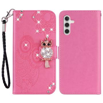 Samsung Galaxy A54 5G Uggle Rhinestone Lommebok-deksel Varm Rosa