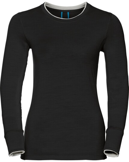 Odlo Natural 100% Merino Warm L/S Crew W Black/snøw White (Storlek S)