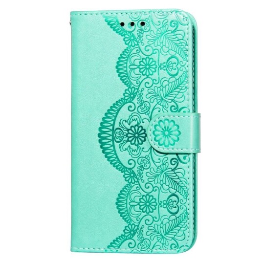 INCOVER Samsung Galaxy S21+ (Plus) PU Skinndeksel m. Lommebok - Flower Vine Imprint - Grønn