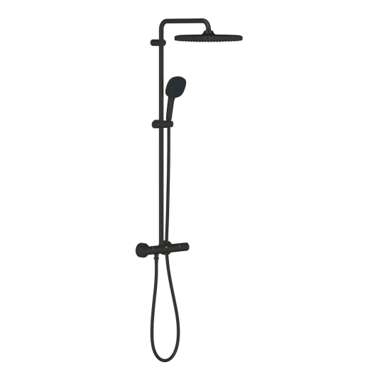 Grohe Vitalio Comfort Dusjsystem Ø250 mm, Med termostat, Sort Matt