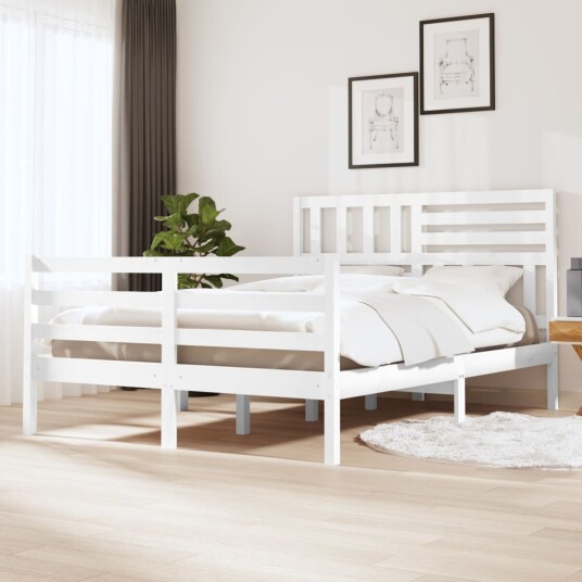 vidaXL Sengeramme hvit heltre 120x190 cm 4FT Small Double