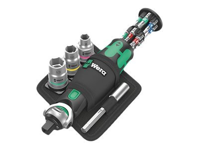 Wera Zyklop 8009 Pocket Set 2 - Ratcheting Screwdriver With Bit And Socket Set - 18 Deler - 1/4", 3/8" - Inn Pocket Holster